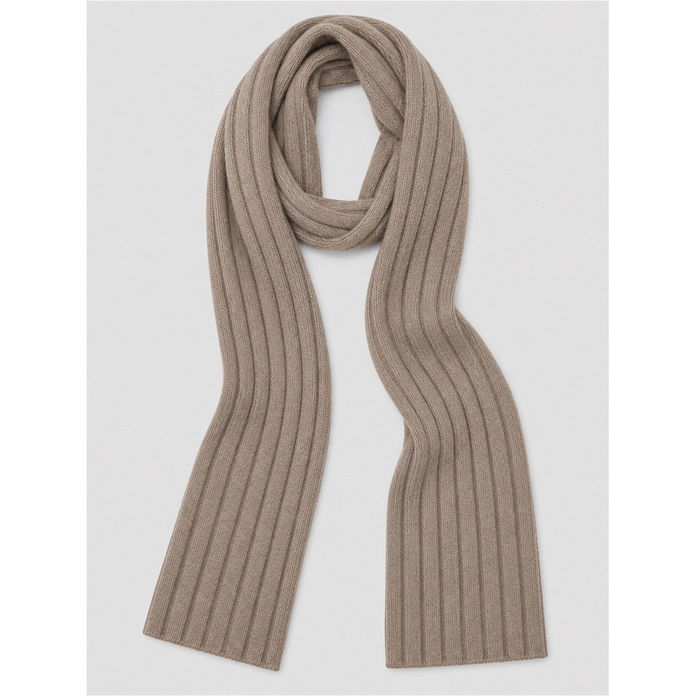 V Frass 100% Cashmere Scarf Quiet Luxury Preppy Soft Girl Neutral Scandi Ribbed